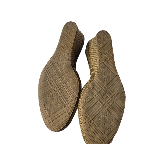 Vintage Beacon 1970s White Fabric Wedges Size 10 - Picture 2 of 6